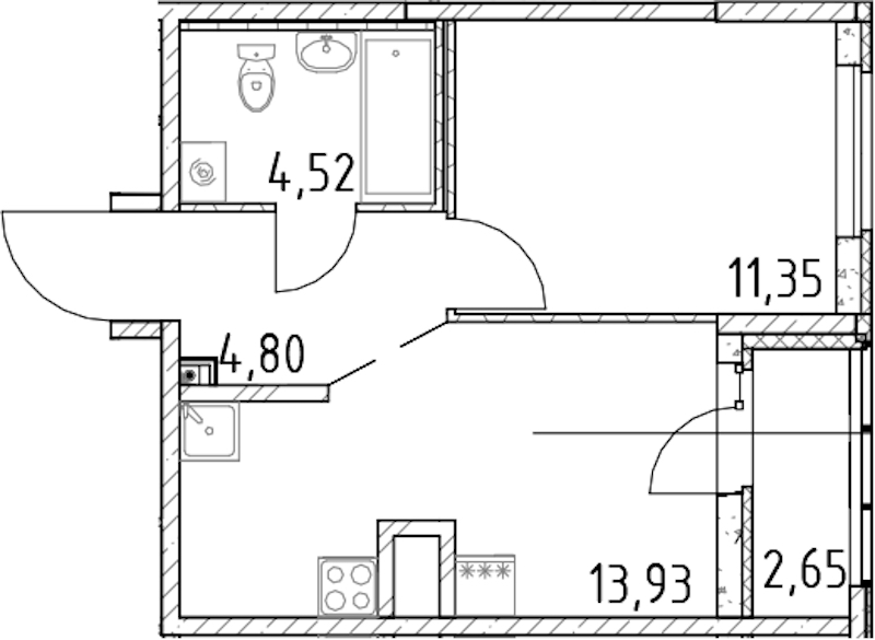 1-комнатная квартира 34.6 м², 6/23 эт., ЖК «Город Первых»